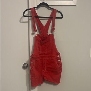 No Boundaries Red Denim Overalls